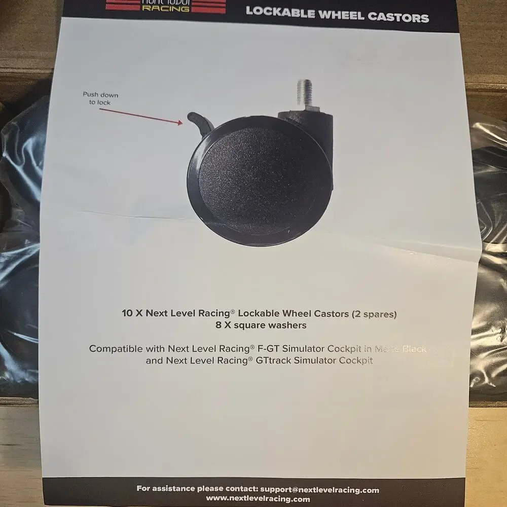 Next Level Racing Lockable Castor Wheels Set /10 Sim Racing Rig Casters NLR-A007